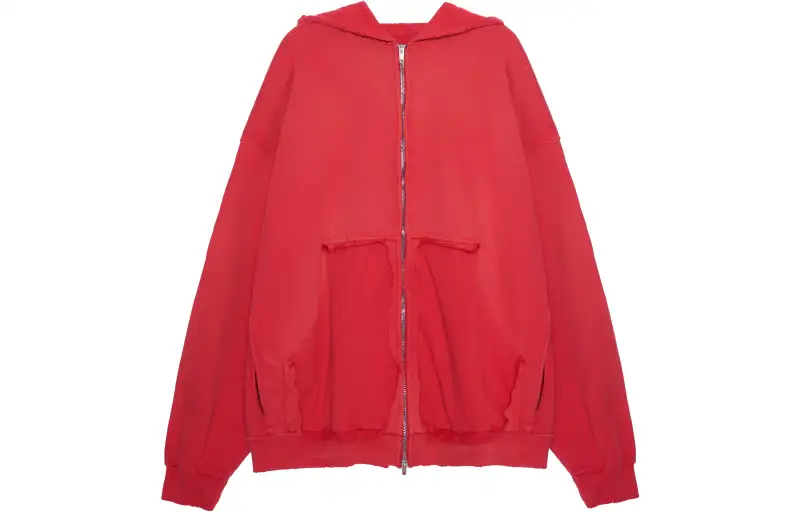 Balenciaga Tape Type Ripped Pocket Zip Up Large Fit Hoodie