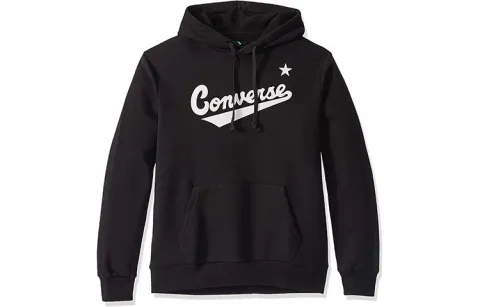 Converse Sweatshirts Men's Black Hooded Moderate Straight Fit