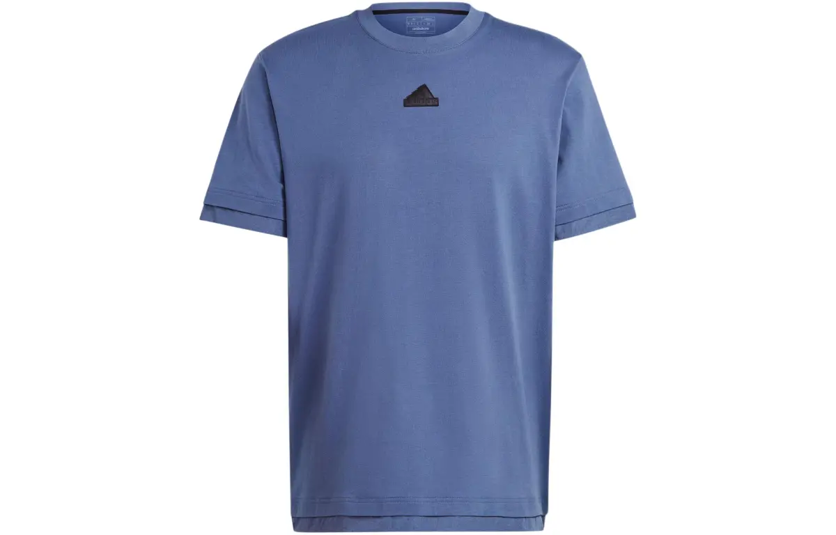Adidas T-Shirts Men's Gray Blue Crew Neck Moderate Straight Fit
