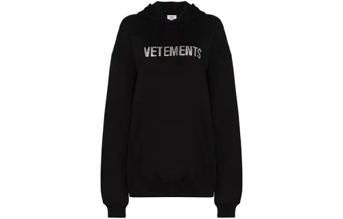 Vetements Sweatshirts Unisex Black Hooded Moderate Regular