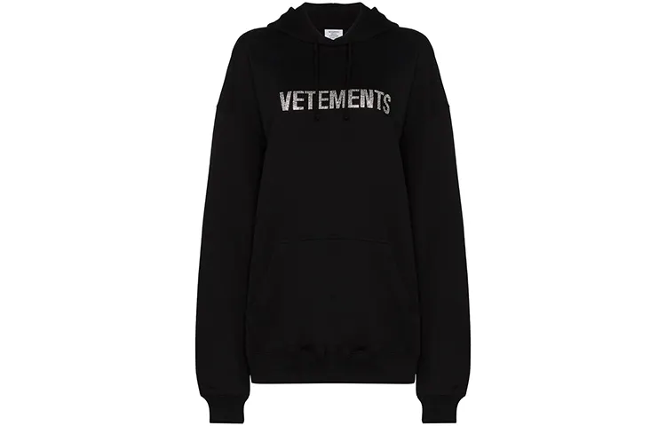 Vetements Sweatshirts Unisex Black Hooded Moderate Regular