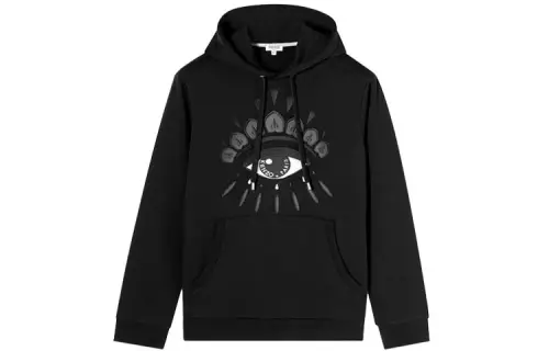 KENZO Sweatshirts Men's Black Hooded Moderate Regular