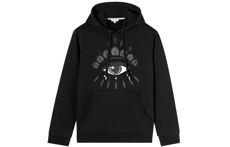 KENZO Sweatshirts Men's Black Hooded Moderate Regular