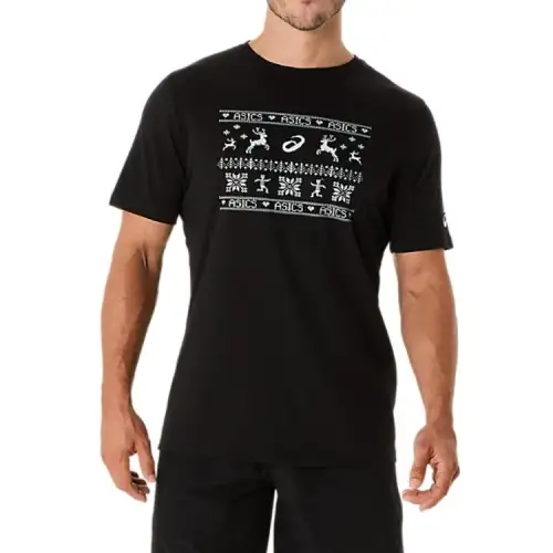 Asics UNISEX ASICS HOLIDAY SHORT SLEEVE TEE T Shirt Unisex High Performance Black