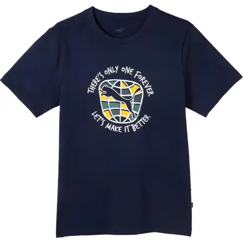 PUMA T Shirts Men's Marine Blue Crew Neck Moderate Straight Fit