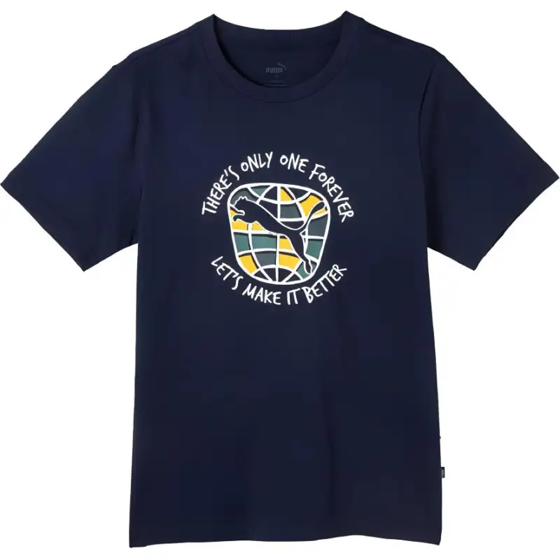 PUMA T Shirts Men's Marine Blue Crew Neck Moderate Straight Fit