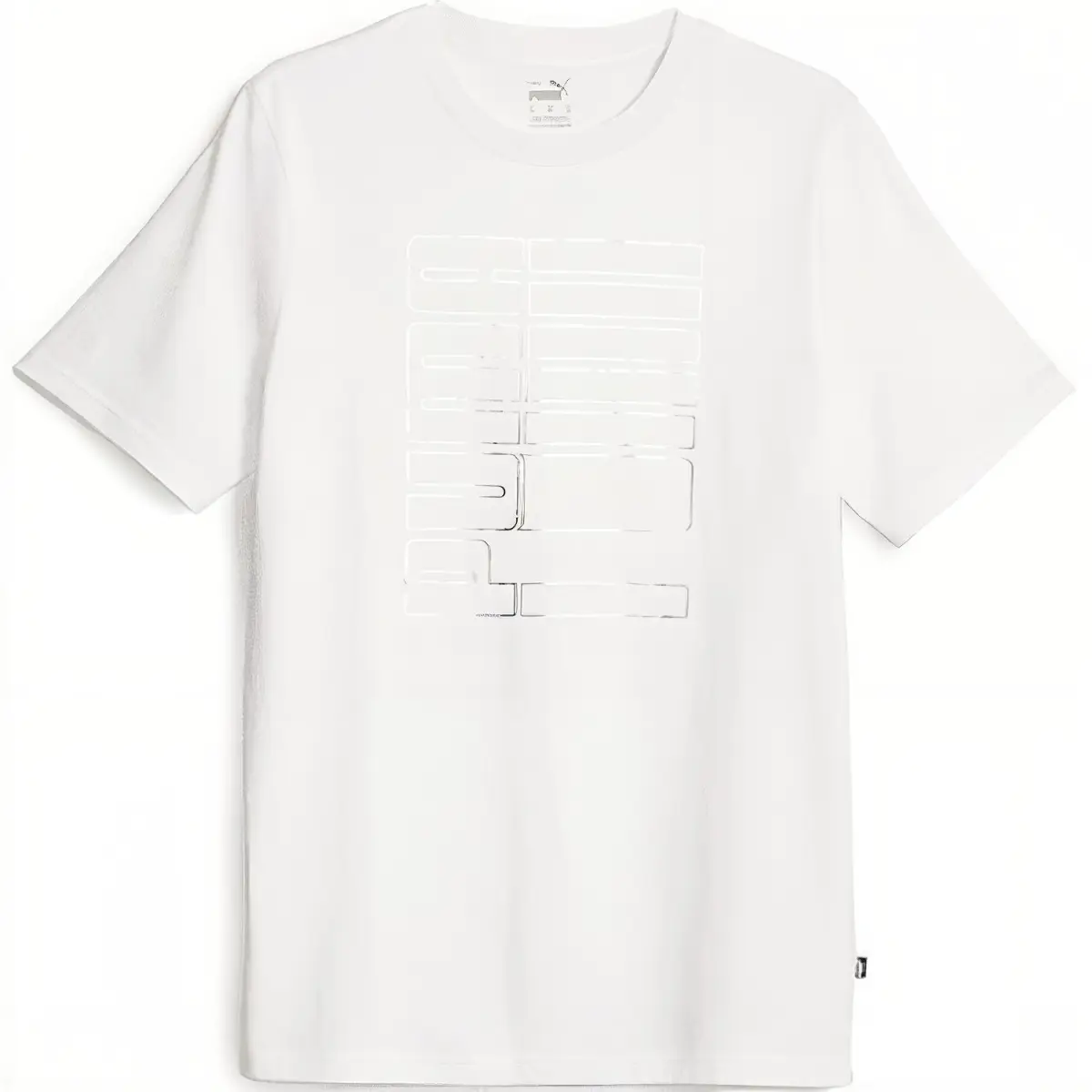 PUMA T-Shirts Men's White Crew Neck Moderate Straight Fit