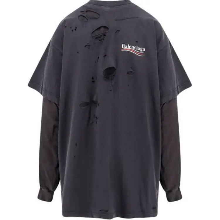 Balenciaga Destroyed Layered Long Sleeved T Shirt