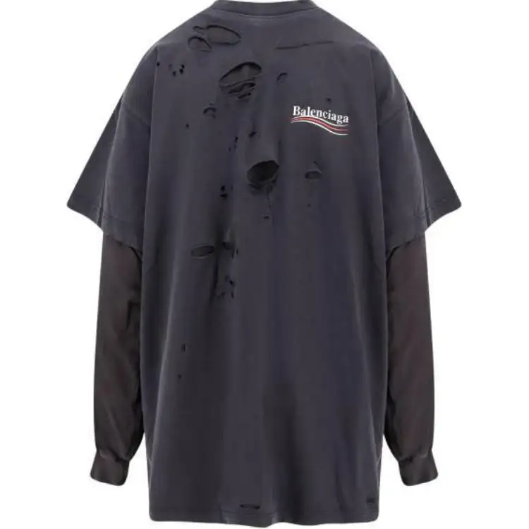 Balenciaga Destroyed Layered Long Sleeved T Shirt