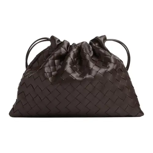 Bottega Veneta Cow Leather Clutch Medium Women's Chocolate Brown