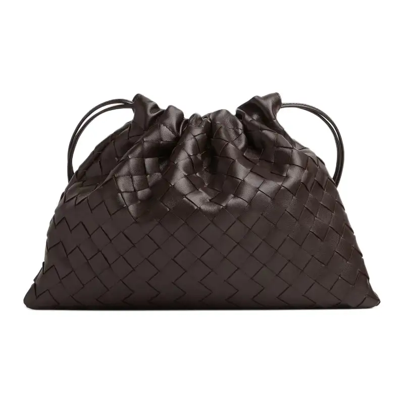 Bottega Veneta Cow Leather Clutch Medium Women's Chocolate Brown