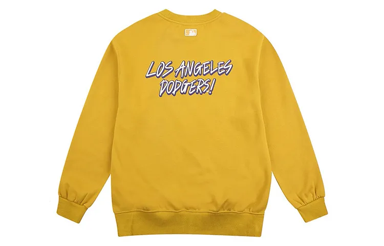 MLB LA DODGERS Back Double Row Letter Fleece Lined Sweatshirt Unisex Yellow