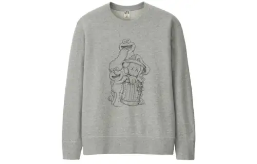 KAWS X UNIQLO X Sesame Street Companion Trash Can Outline Sweatshirt