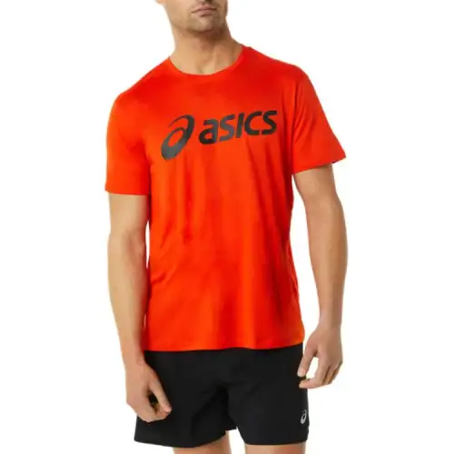 ASICS T Shirts Men's Orange Crew Neck