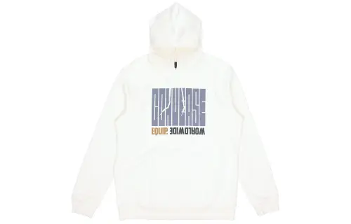 Converse Color Block Letter Print Fleece Lined Thermal Pullover Sweatshirt Men's Milk White
