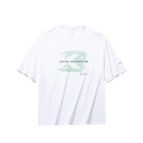 ANTA T Shirts Men's White Crew Neck Moderate Straight Fit