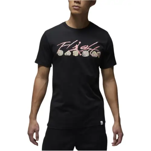 Jordan T Shirts Men's Black Crew Neck Moderate Straight Fit