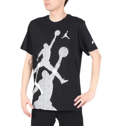 Jordan T Shirts Men's Black Crew Neck Moderate Straight Fit
