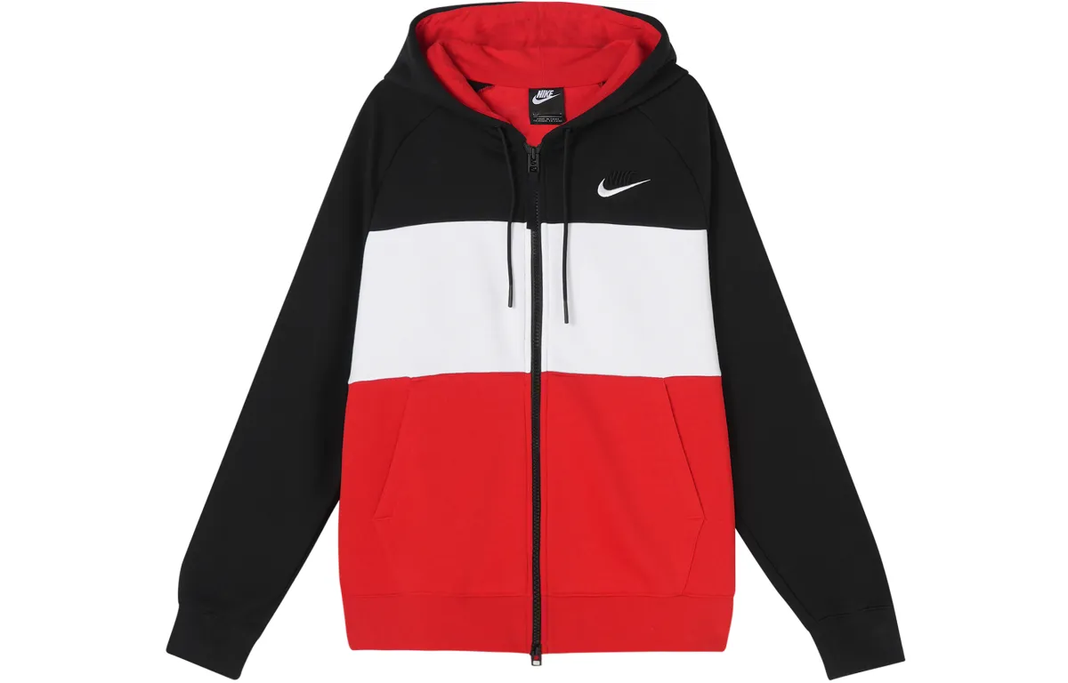 Nike Sweatshirts Men's Red Hooded Moderate Cardigan