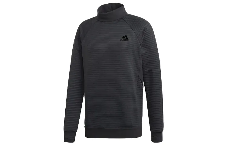 Adidas Sweatshirts Men's Black Stand Collar Moderate Regular