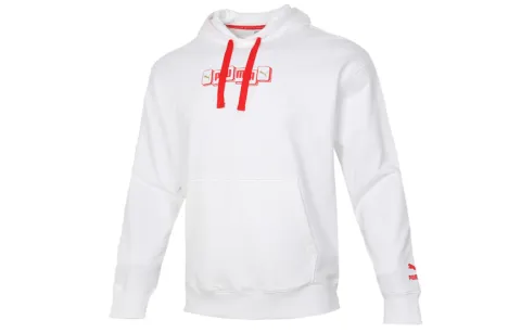 PUMA Sweatshirts Men's White Hooded Moderate Regular