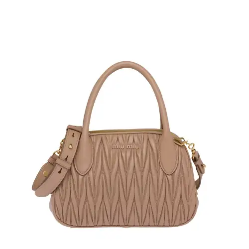 MIU MIU Matelassé Sheepskin Shoulder Bag, Crossbody Bag, Handbag Women's Cameo Brown