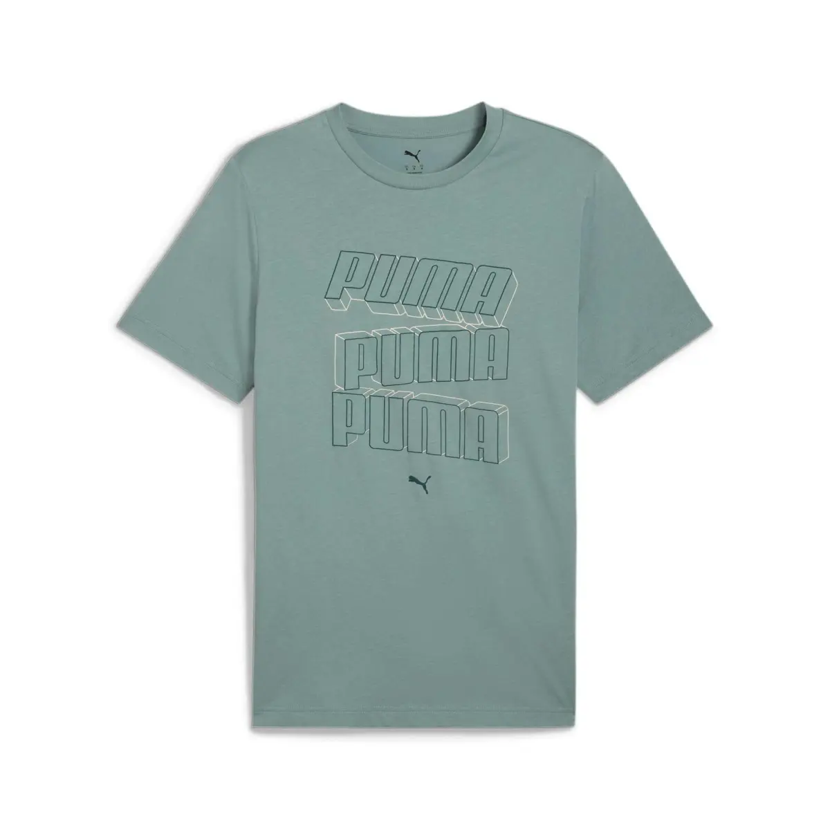 PUMA T-Shirts Men's Green Crew Neck Moderate Straight Fit