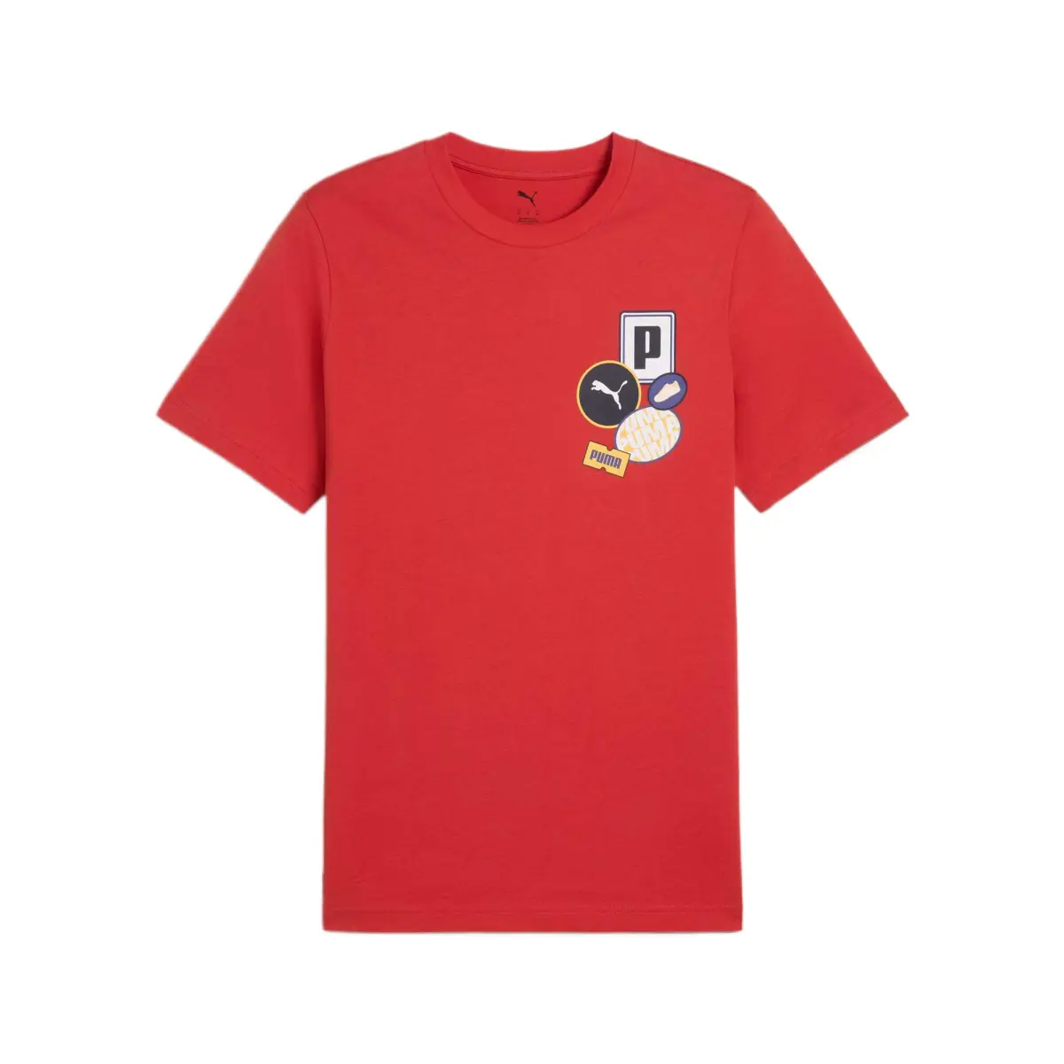 PUMA T-Shirts Men's Red Crew Neck Moderate Straight Fit