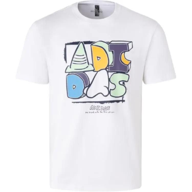 Adidas T-Shirts Men's White Crew Neck Moderate