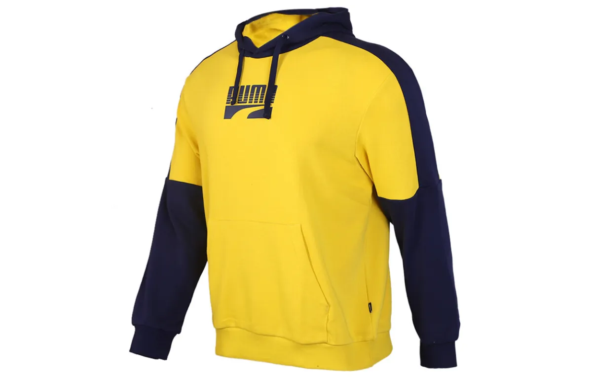 PUMA Sweatshirts Men's Yellow Hooded Moderate Regular
