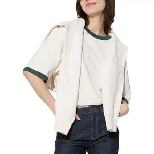 UNIQLO T Shirts Unisex Ivory Crew Neck Moderate Straight Fit