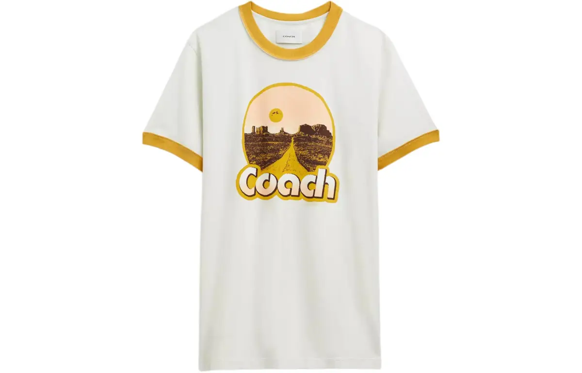 COACH T-Shirts Men's White Crew Neck Moderate Straight Fit