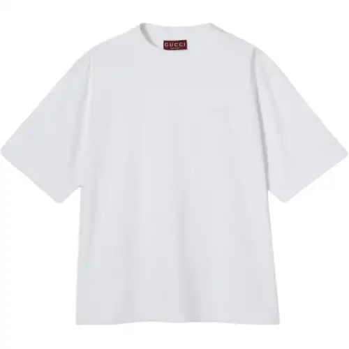 GUCCI T Shirts Men's White Crew Neck Moderate Straight Fit