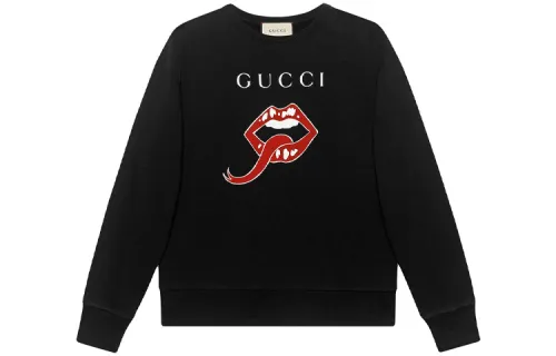 GUCCI Sweatshirts Men's Black Crew Neck Moderate Regular