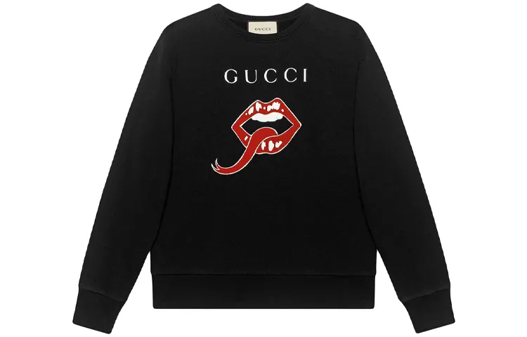 GUCCI Sweatshirts Men's Black Crew Neck Moderate Regular