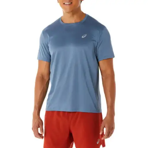 ASICS T Shirts Men's Blue Crew Neck Straight Fit