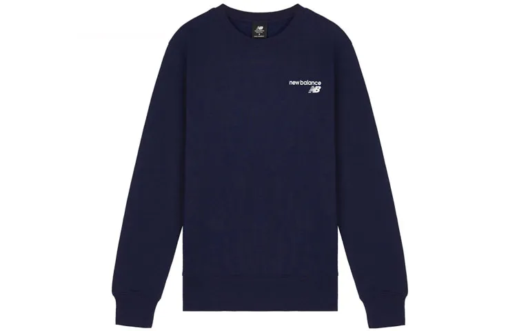 New Balance Athleisure Crew Neck Fleece Lined Pullover Knitted Fabric Sweatshirt Winter Men's Dark Blue
