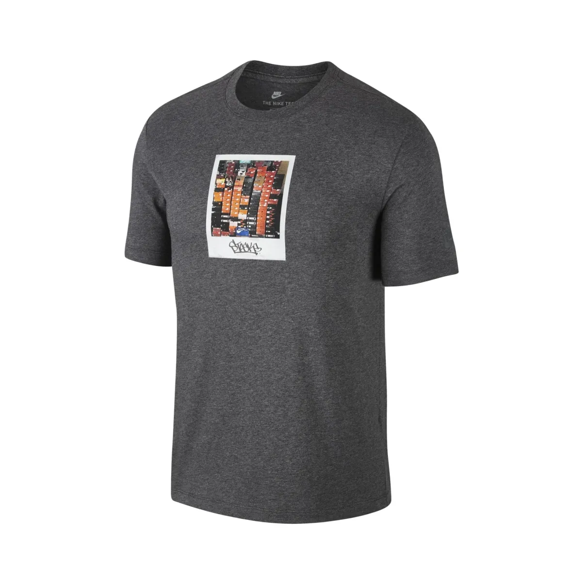 Nike T-Shirts Men's Gray Crew Neck Moderate Straight Fit