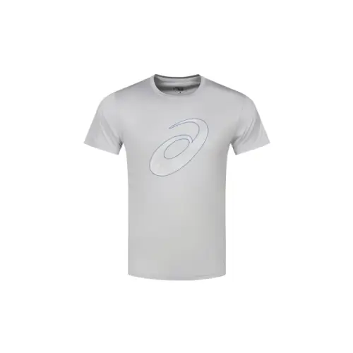 ASICS T Shirts Men's Gray Crew Neck Moderate