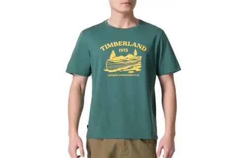 Timberland T Shirts Men's Green Crew Neck Moderate