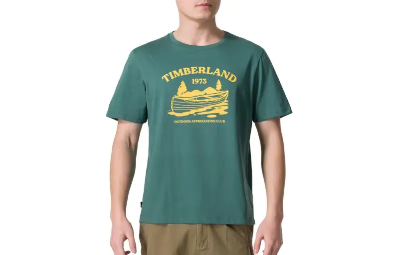 Timberland T Shirts Men's Green Crew Neck Moderate