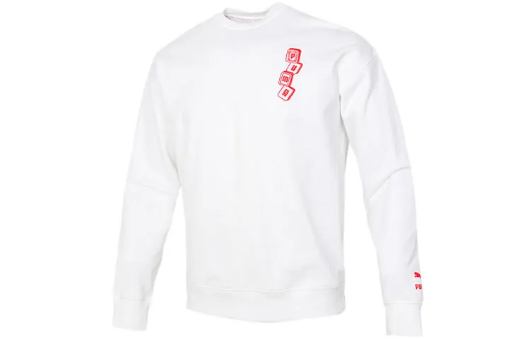 PUMA Sweatshirts Men's White Crew Neck Moderate Regular