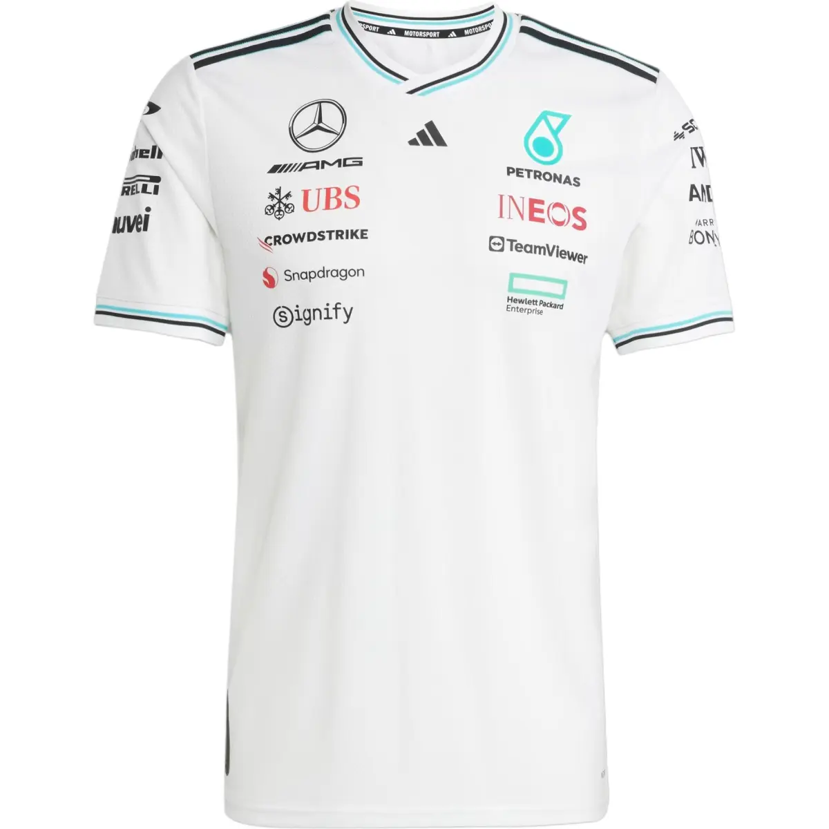 Adidas x MERCEDES AMG PETRONAS F1 TEAM DRIVER JERSEY AUTHENTIC T Shirt Men's White/Black