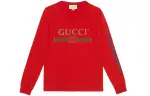 GUCCI Men Letter Print Pullover Crewneck Sweatshirt Red