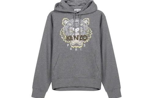 KENZO Sweatshirts Men's Dove Gray Hooded Moderate Heavyweight