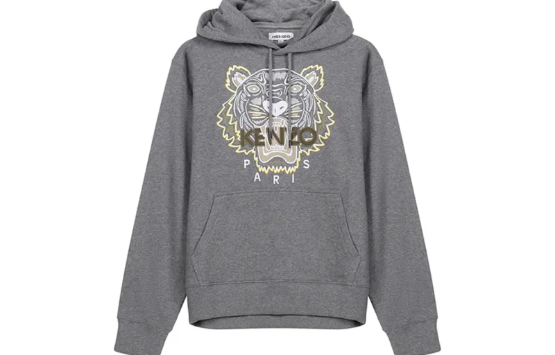 KENZO Sweatshirts Men's Dove Gray Hooded Moderate Heavyweight