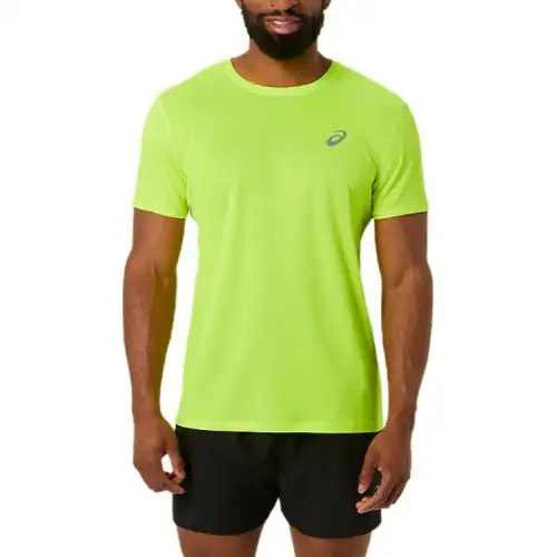ASICS T Shirts Men's Green Crew Neck Moderate