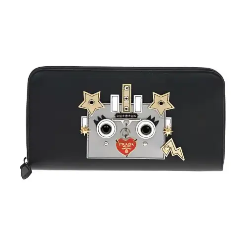 PRADA Leather Wallet Women's Black