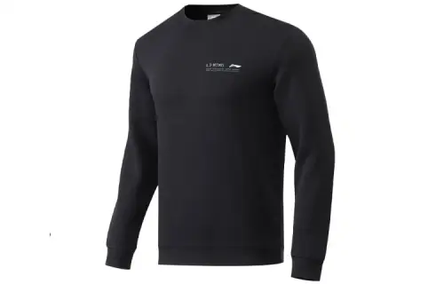 Li Ning Sweatshirts Men's New Standard Black Crew Neck Moderate Regular