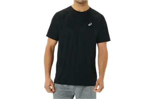 ASICS T Shirts Men's Black Crew Neck Moderate Straight Fit